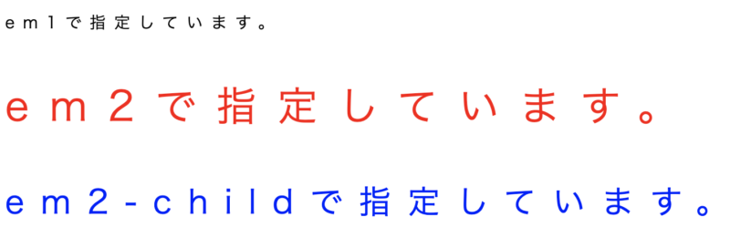 emで指定したフォントサイズの違い